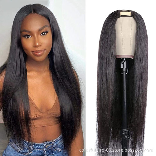 Brazilian Straight U Part Wig Human Hair with Clips Cheap Upart Human Hair Half Wigs for Black Women Remy hair